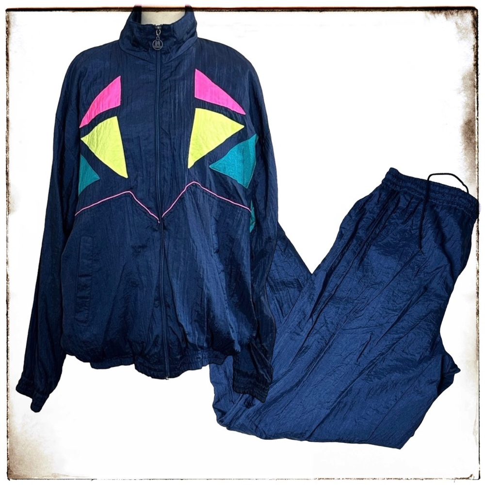 Vengo 2pc Tracksuit XL 90’s Vintage Crepé Windbreaker
